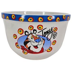 KELLOGG TONY THE TIGER THEMED CERAMIC CEREAL BOWL - COLORFUL & FUN!